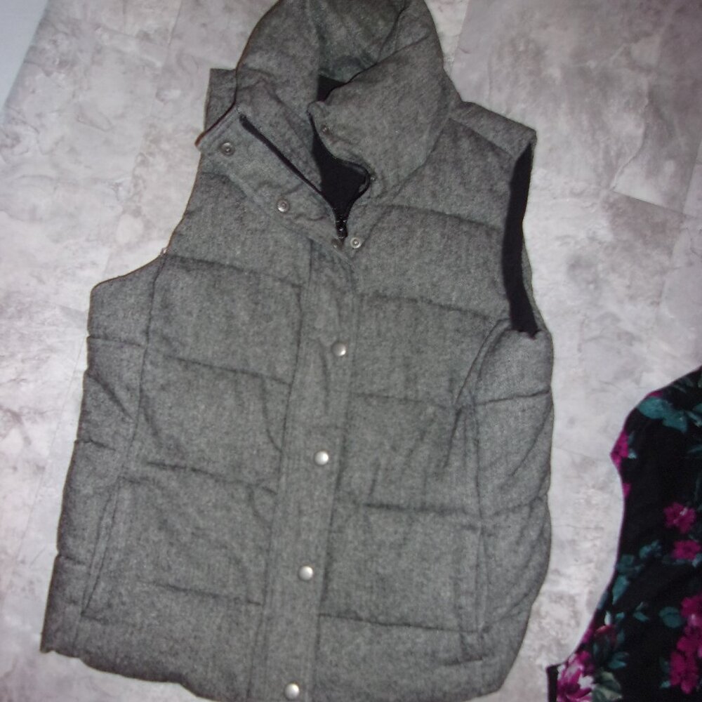 thick puffer size large womens  coat vest outdoor wear gray - Picture 2 of 5